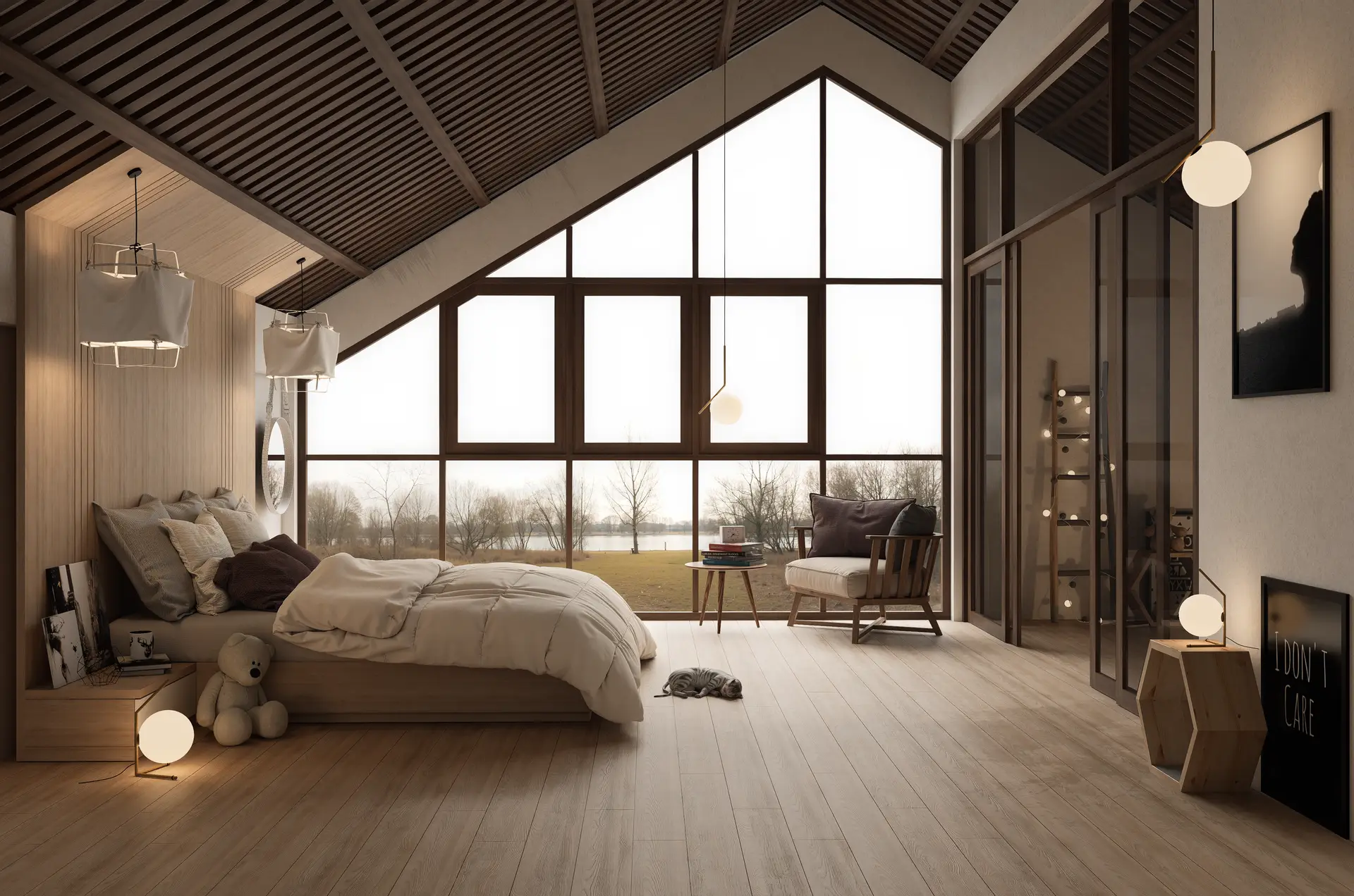 Sunlit residential room highlighting architectural proportions and exterior natural landscape