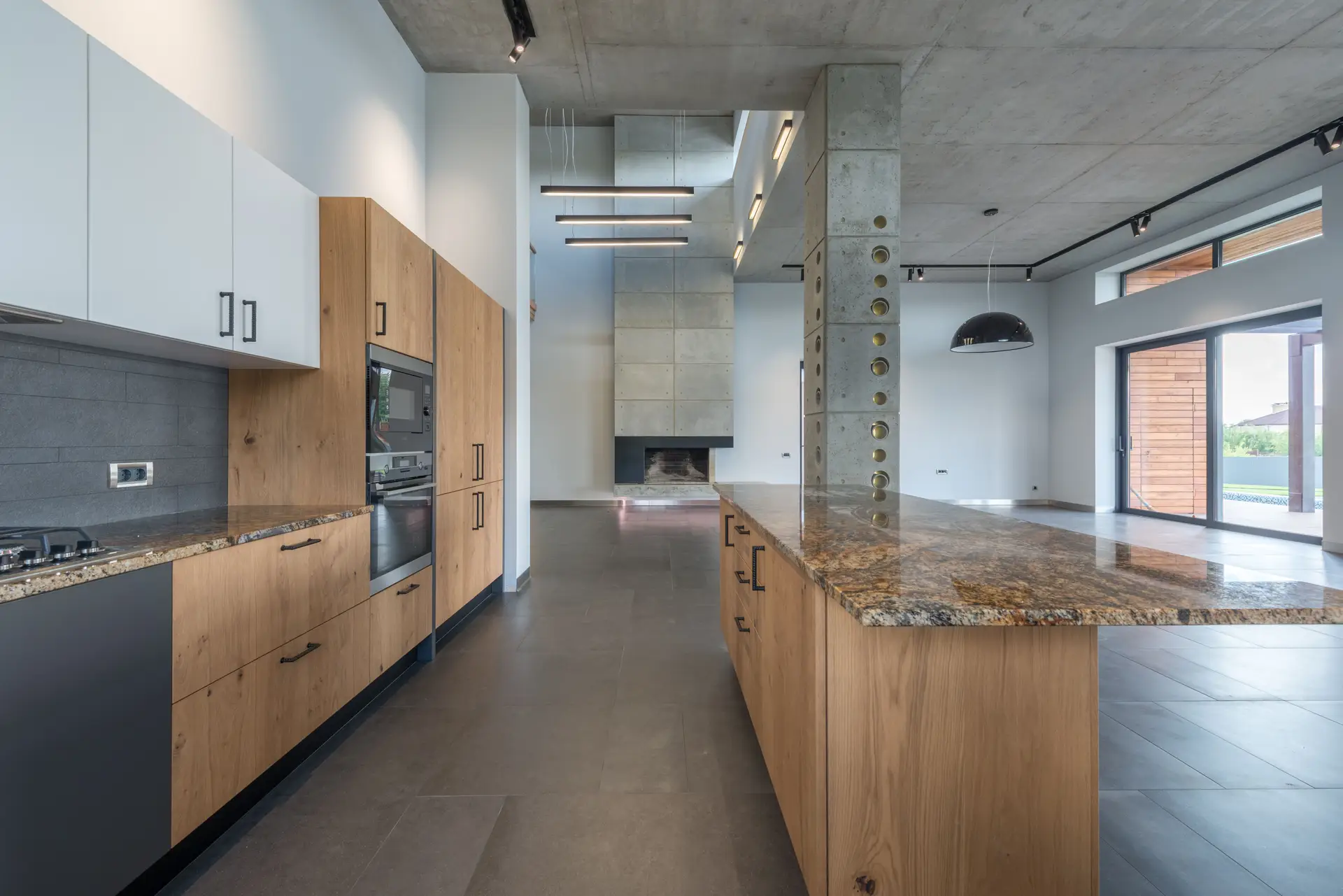 Minimalist light interior dining layout with wooden table and refined negative space